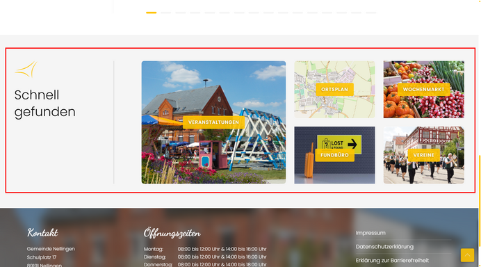 Links auf der Startseite