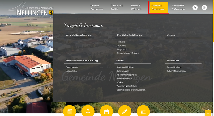Menü Freizeit und Tourismus